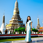 **

"A professional Thai businesswoman in a modest, elegant silk dress, standing in front of the iconic Wat Arun (Temple of Dawn) in Bangkok, Thailand, fully clothed, appropriate attire, safe for work, perfect anatomy, natural proportions, professional photography, bright daylight, clear skies, professional, modest, family-friendly."

**