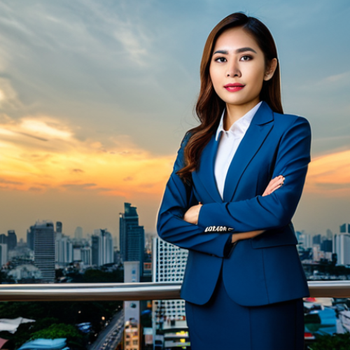 **

"A Thai businesswoman in a modern, fully clothed, modest business suit stands confidently in front of the Bangkok skyline at sunset, appropriate attire, safe for work, perfect anatomy, natural proportions, professional photography, high quality, family-friendly."

**