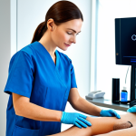 피부과 시술 부작용 - **

"A dermatologist in a clean, modern clinic, examining a patient's skin after a laser treatment, ...